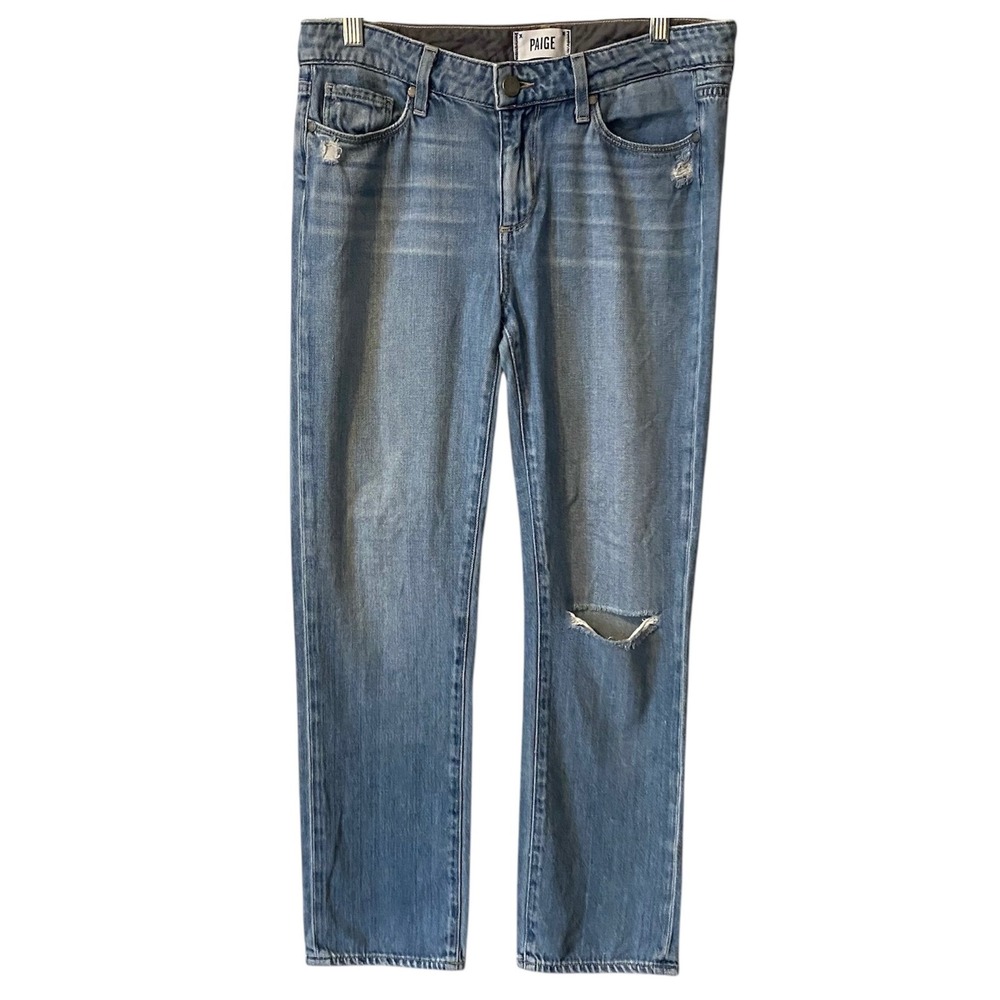 PAIGE‎ Porter Distressed Straight Leg Jeans Light Wash Relaxed Fit Size 27